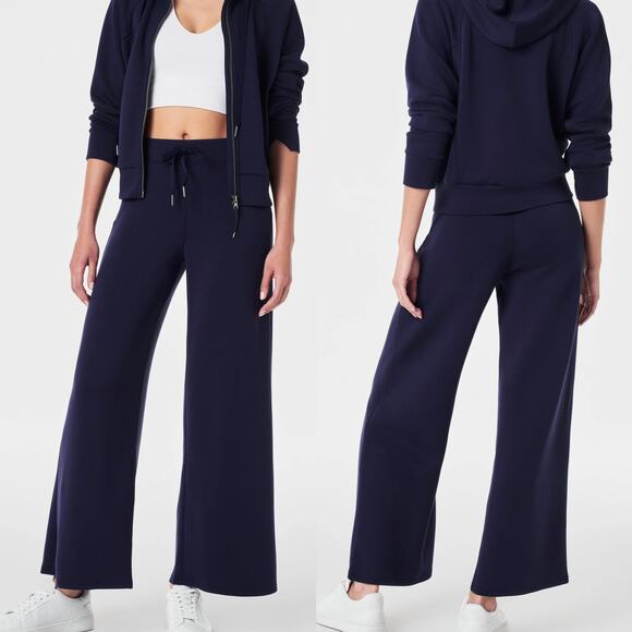 SPANX Air Essentials Cropped Wide Leg Pull-On Pants Navy XL NWT - Picture 1 of 9